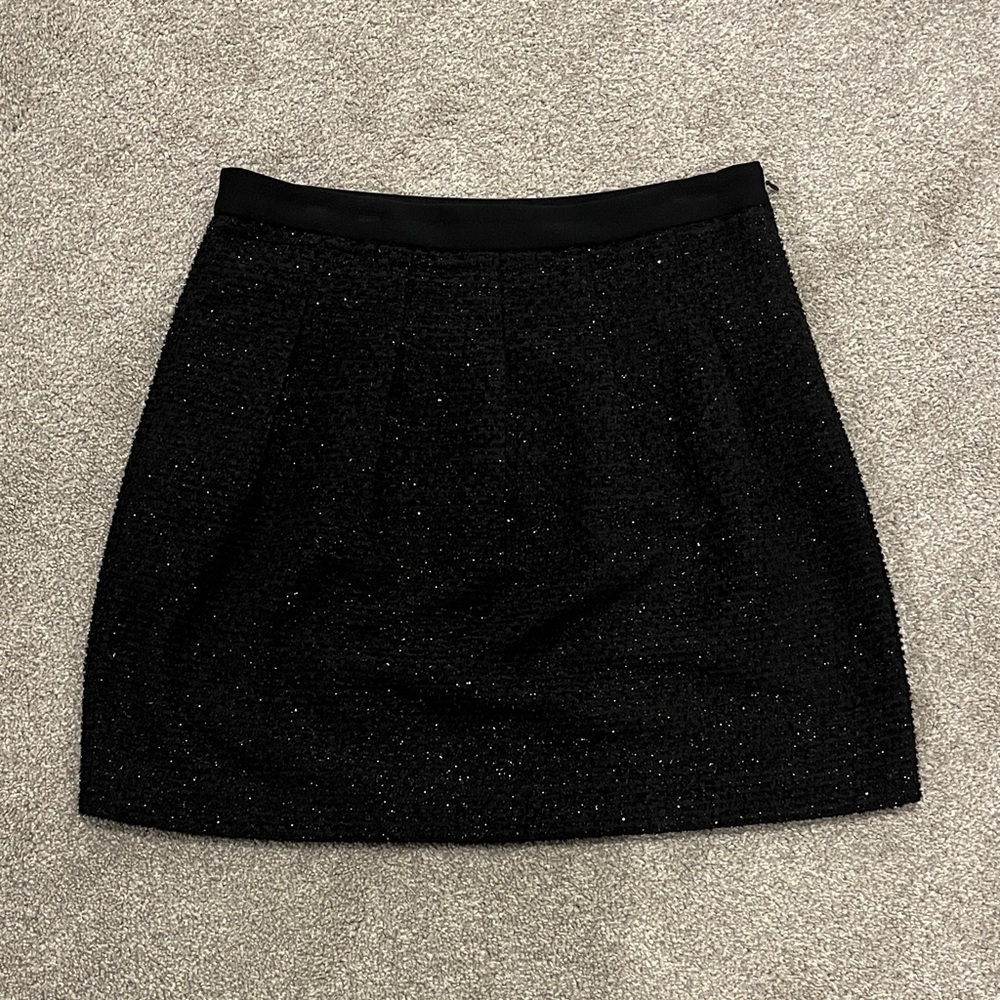 LOFT Black Sparkle Mini Skirt